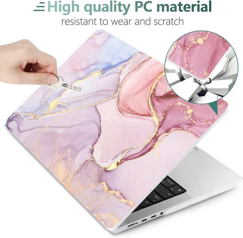 DONGKE Case for M5 MacBook Pro 14 inch 2025 2024-2021 M4 M3 M2 M1, Plastic Hard Shell Cover Compatible with A3434 A3112 A3401 A3185 A2992 A2779 A2442, Retina XDR Display & Touch ID, Pink Marble - Image 5